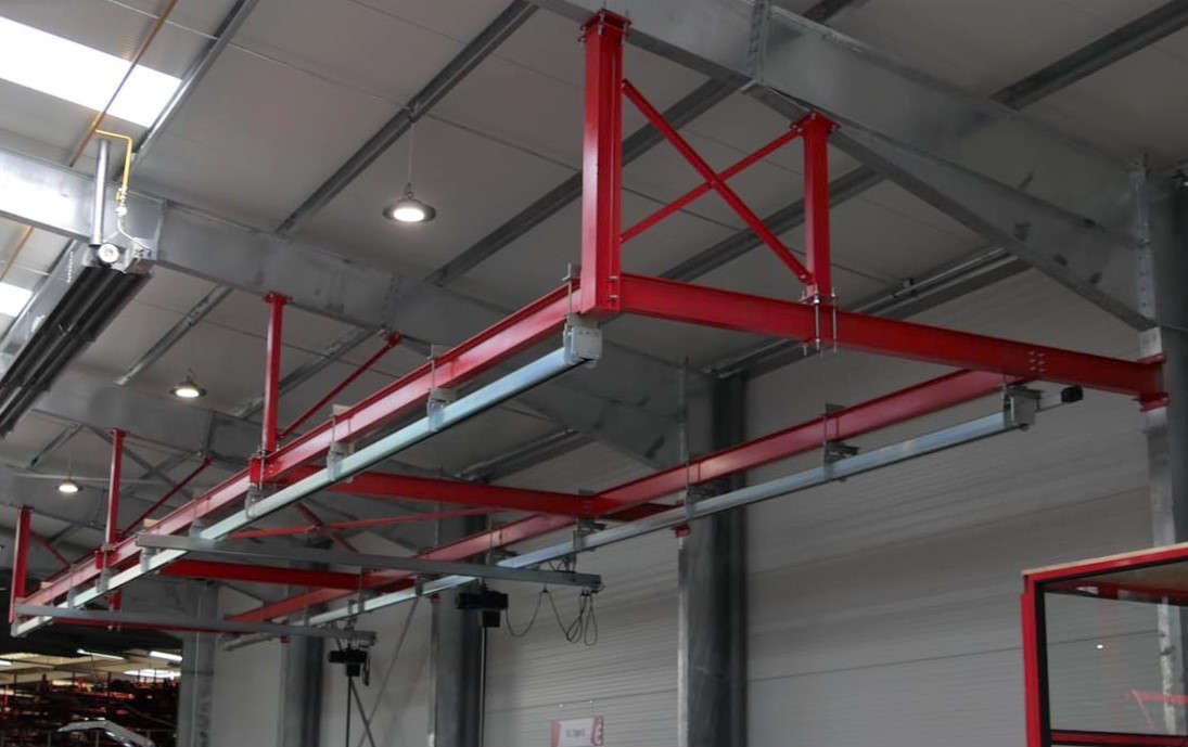 Convoynort - Portique avec 2 poutres roulantes &eacute;quip&eacute;es de palans électrique, sur une structure aérienne