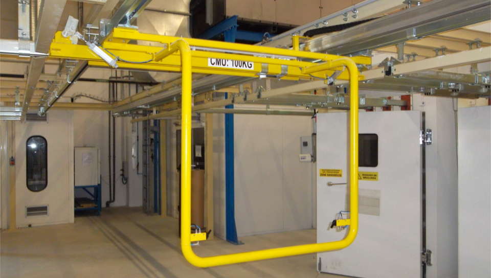 Convoyeur a&eacute;rien - Monorail manuel - S&eacute;rie 500 - Transbordeur pour une installation de traitement de surface